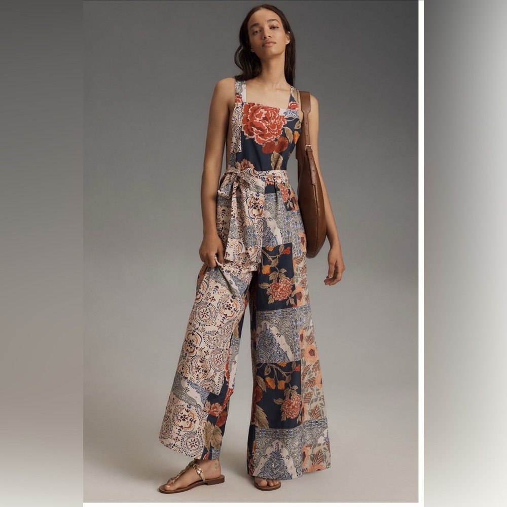 Anthropologie Let Me Be Patchwork Overalls